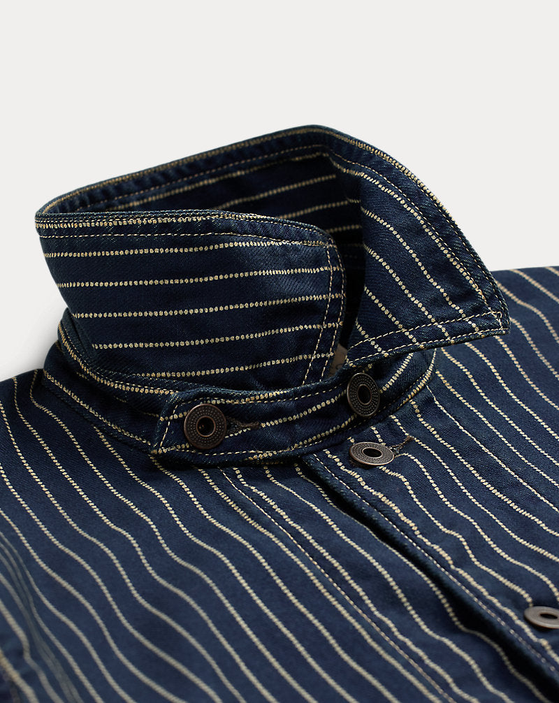 Indigo Dot-Stripe Twill Engineer Coat Indigo Rinse