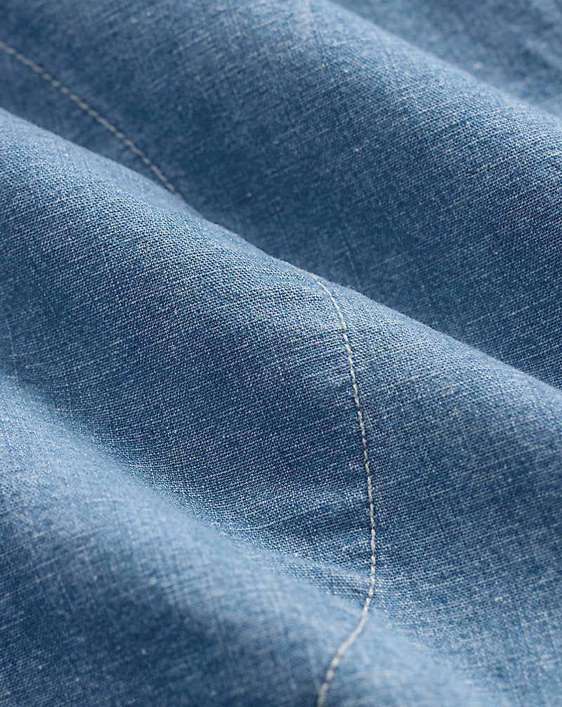 Indigo Cotton-Linen Chambray Short Indigo Rinse
