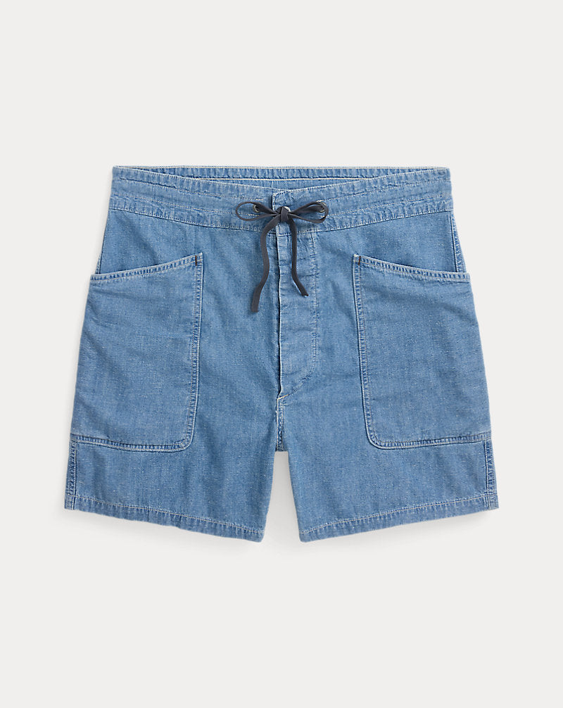 Indigo Cotton-Linen Chambray Short Indigo Rinse