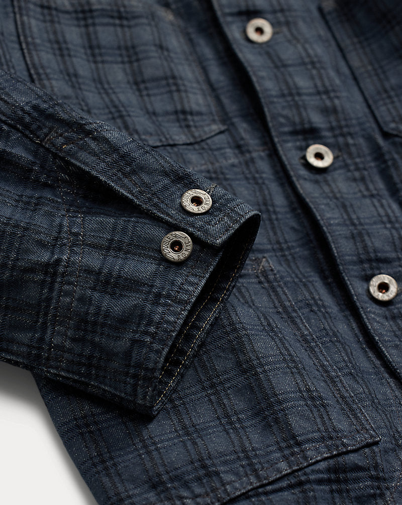 Plaid Jacquard Denim Jacket Navy Multi