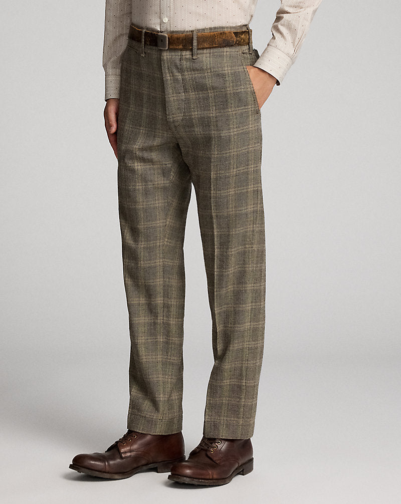 Checked Wool Twill Officer's Trouser Grey Multi