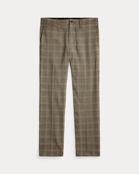 Checked Wool Twill Officer's Trouser Grey Multi