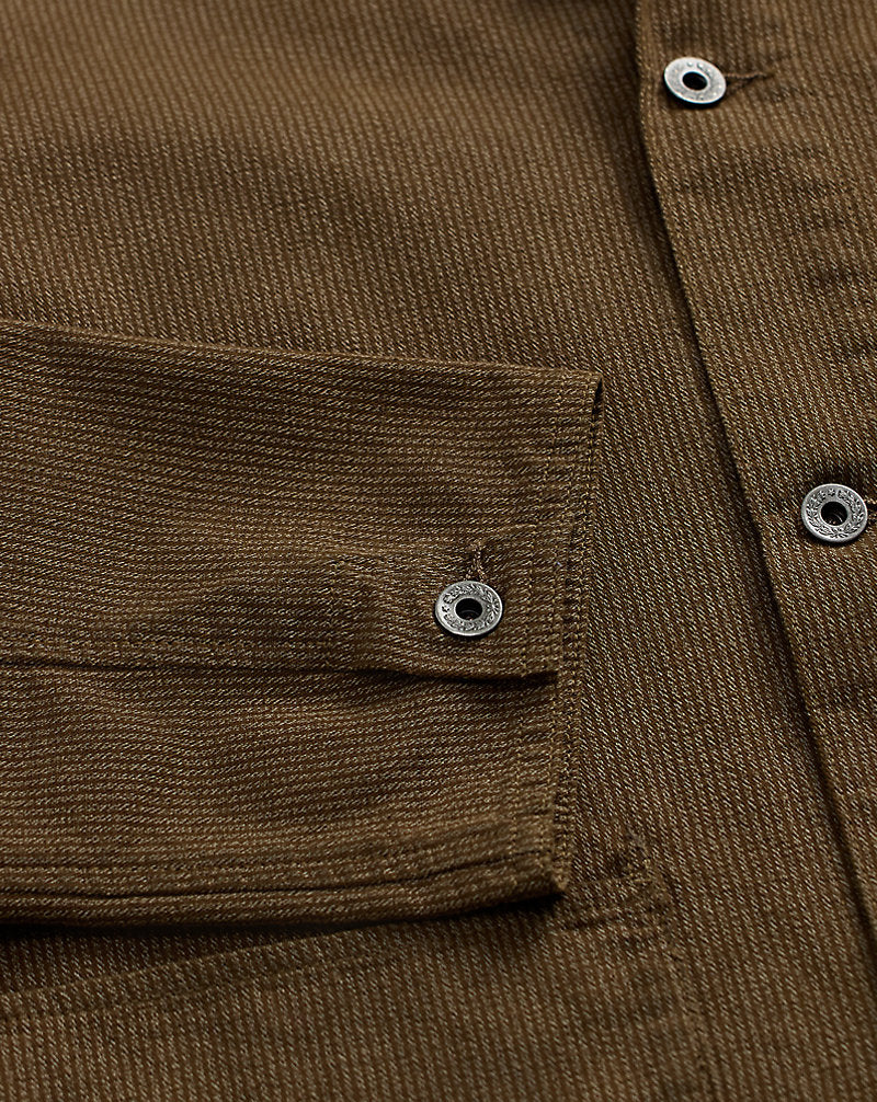 Striped Twill Utility Jacket Vintage Brown