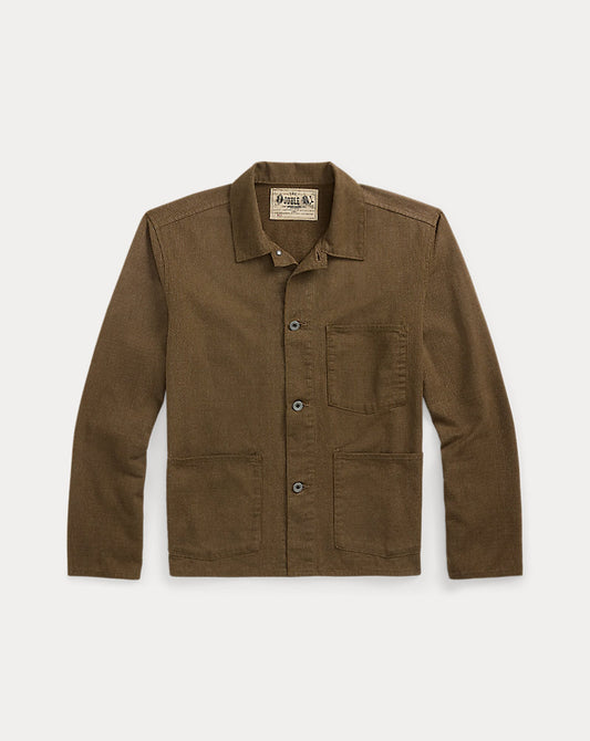 Striped Twill Utility Jacket Vintage Brown