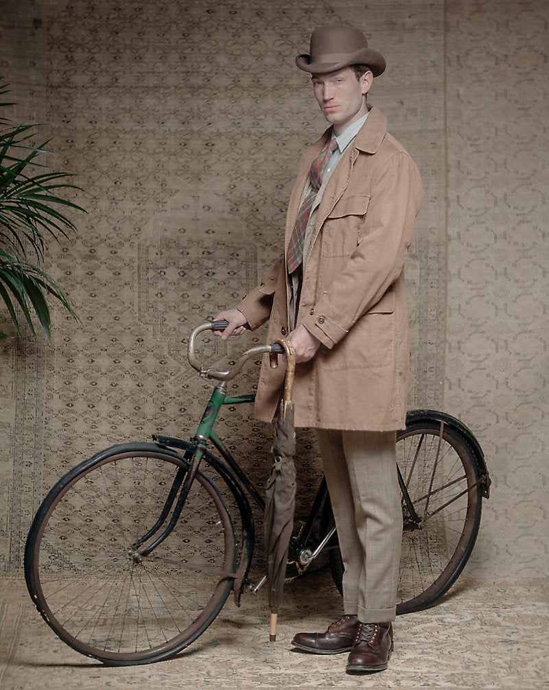 Bonded Linen Walking Coat Vintage Brown