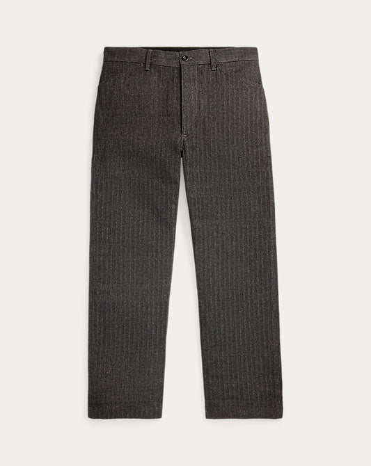 Cotton-Linen Herringbone Field Trouser Grey Multi