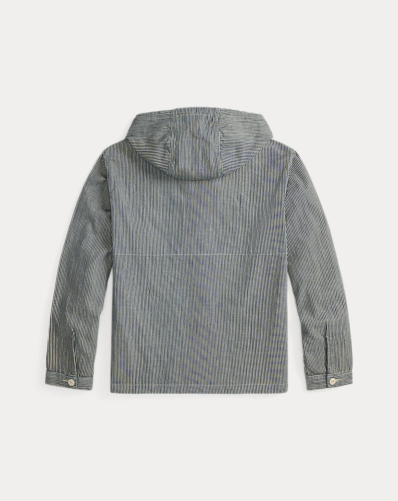 Indigo Striped Twill Hooded Jacket Navy Multi