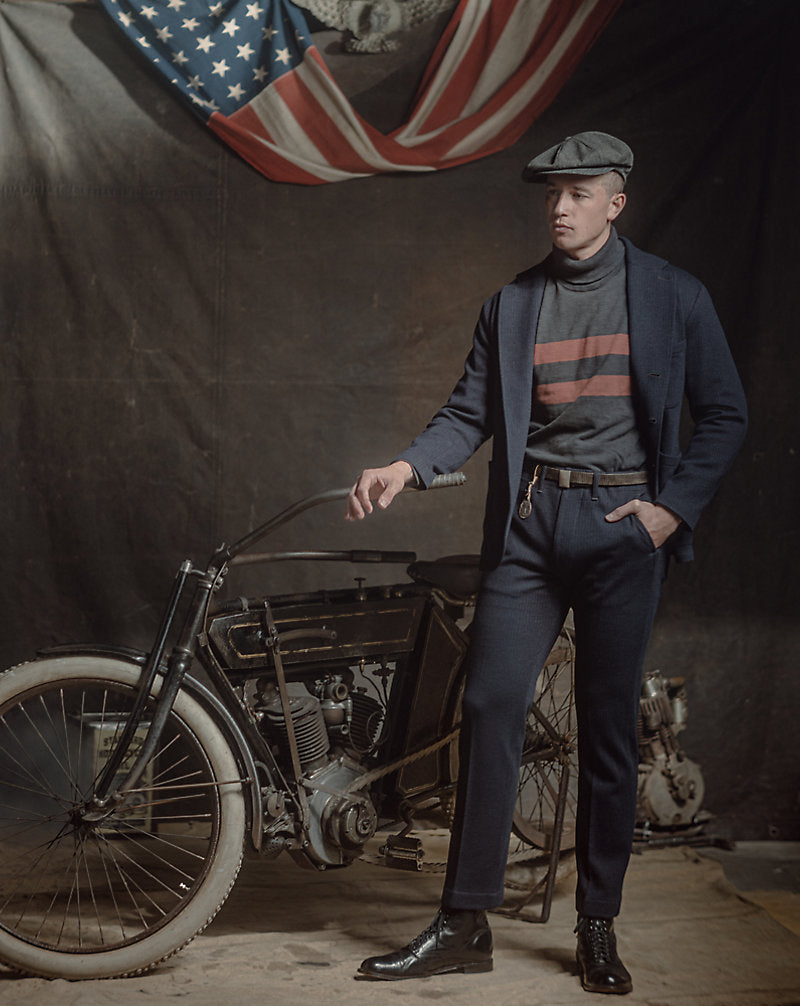 Jacquard-Knit Officer's Trouser Navy Multi