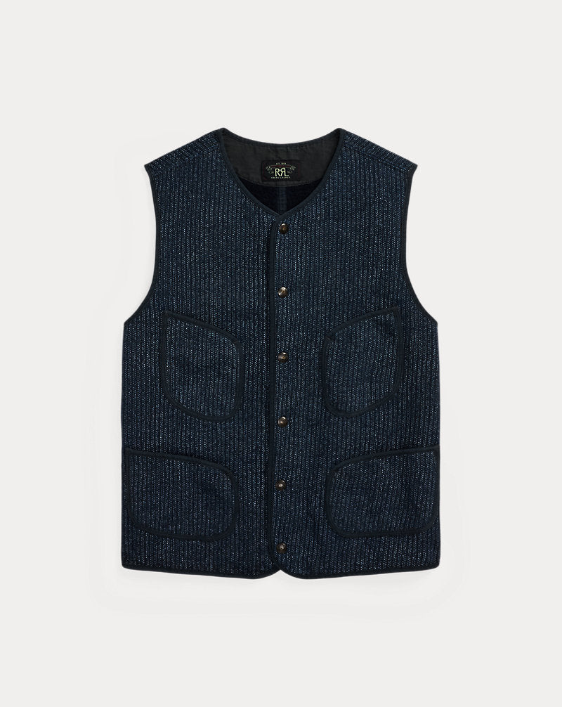 Print Indigo Fleece Waistcoat Navy Multi