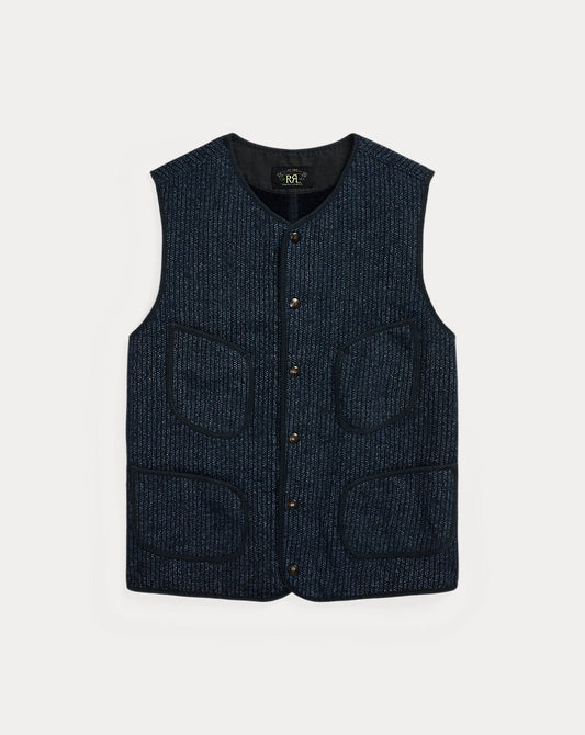 Print Indigo Fleece Waistcoat Navy Multi