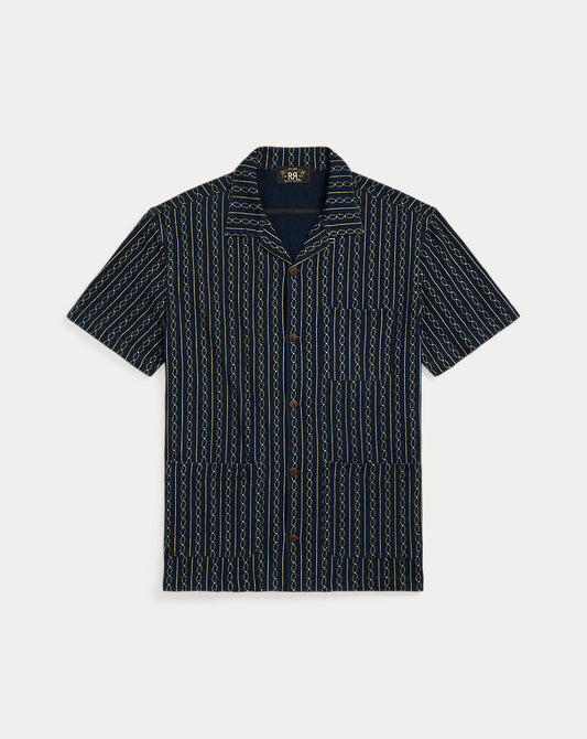 Indigo Print Jersey Camp Shirt Indigo Multi