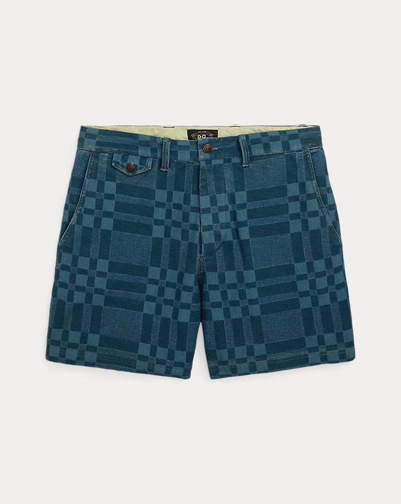 Indigo Plaid-Print Jersey Short Indigo Multi