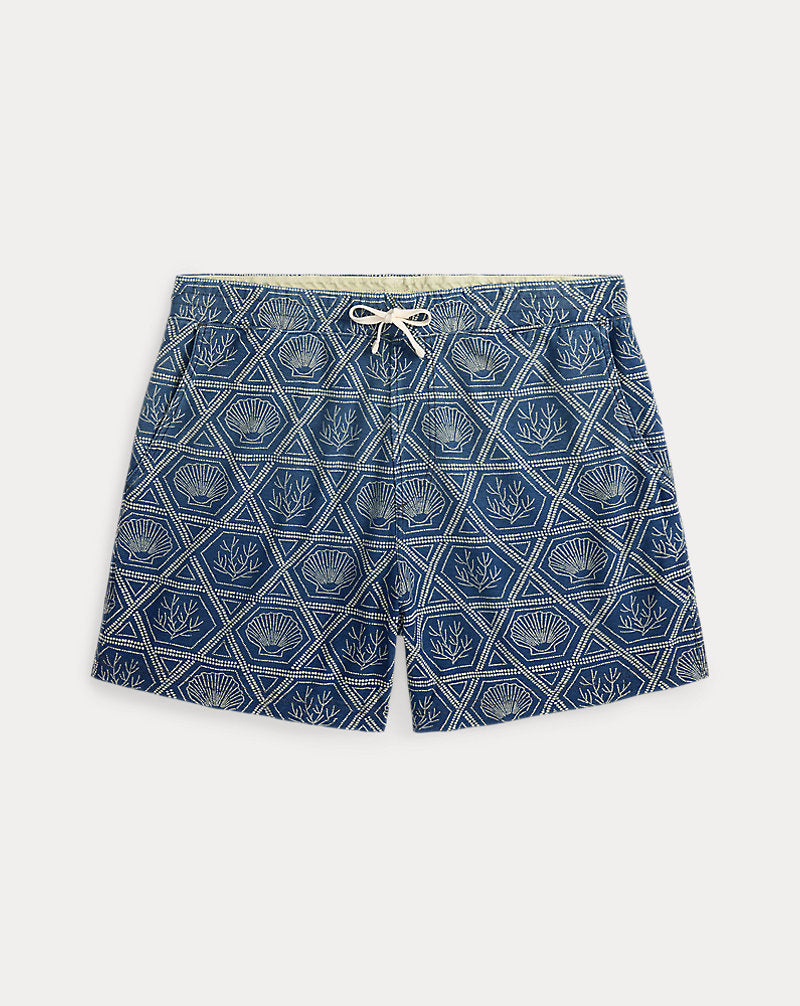 Indigo Shell-Print Jersey Short Indigo/Multi