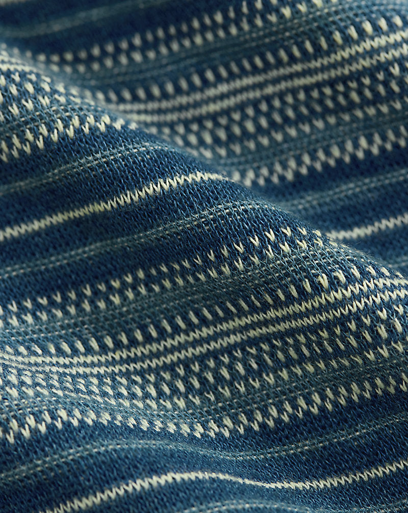Indigo Striped Jacquard Henley Shirt Indigo Multi