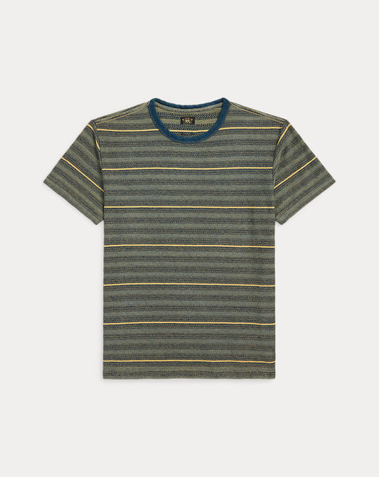 Indigo Striped Jacquard T-Shirt Cream/Multi