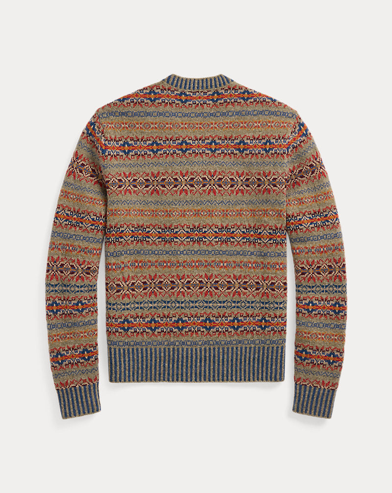 Hand-Embroidered Fair Isle Sweater Orange Multi