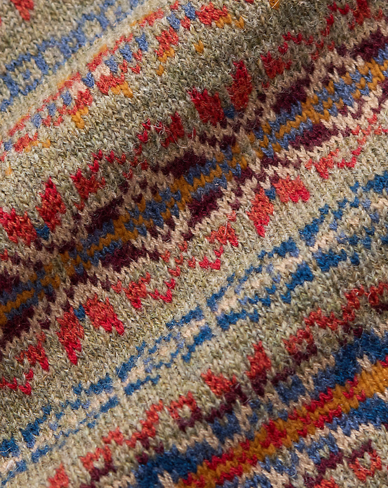 Hand-Embroidered Fair Isle Sweater Orange Multi