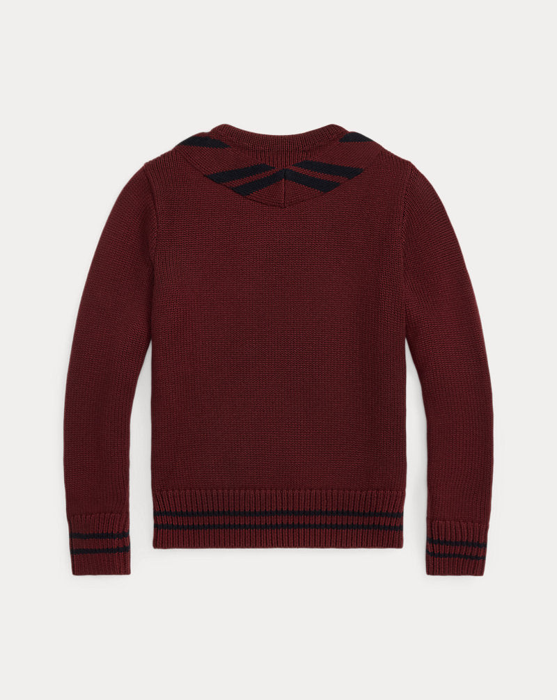 Appliqu¨¦d Wool Jumper Maroon/Navy