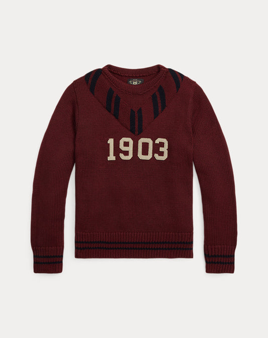 Appliqu¨¦d Wool Jumper Maroon/Navy