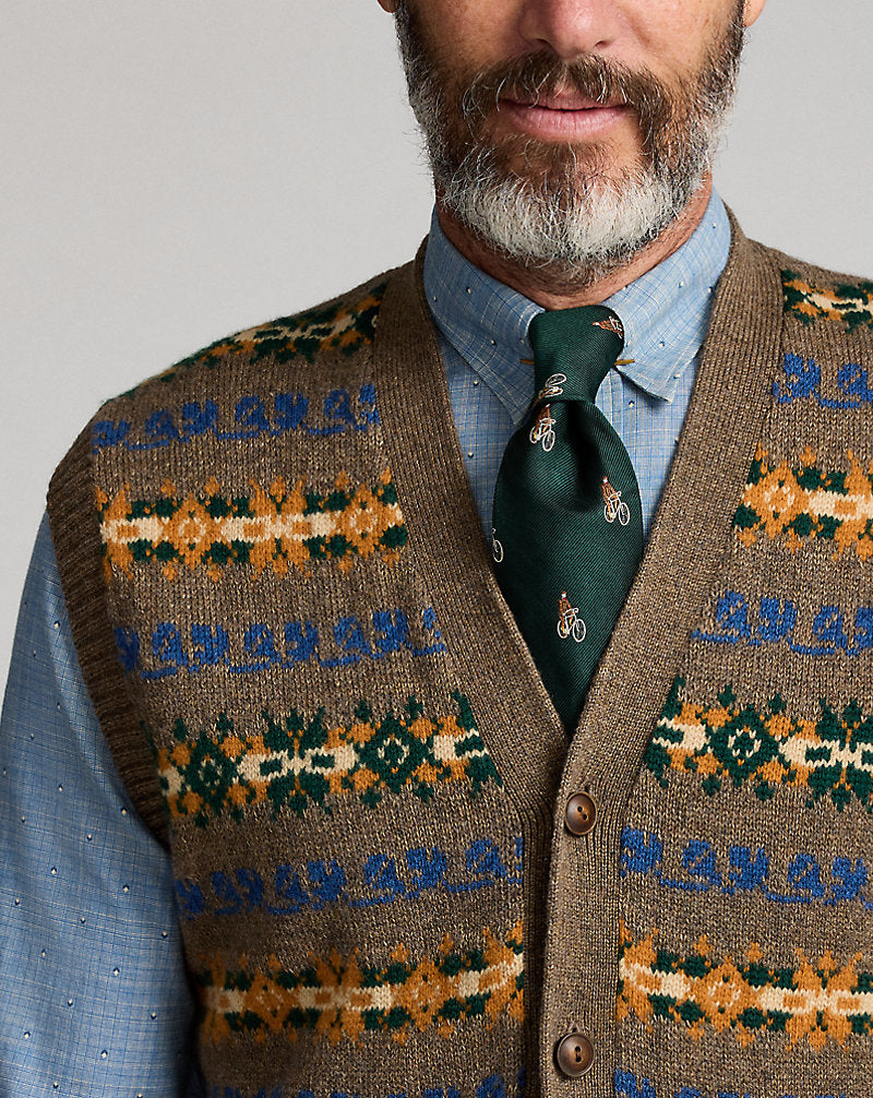 Fair Isle Wool-Blend Sleeveless Jumper Tan Multi