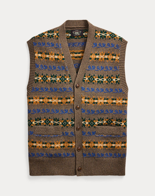 Fair Isle Wool-Blend Sleeveless Jumper Tan Multi