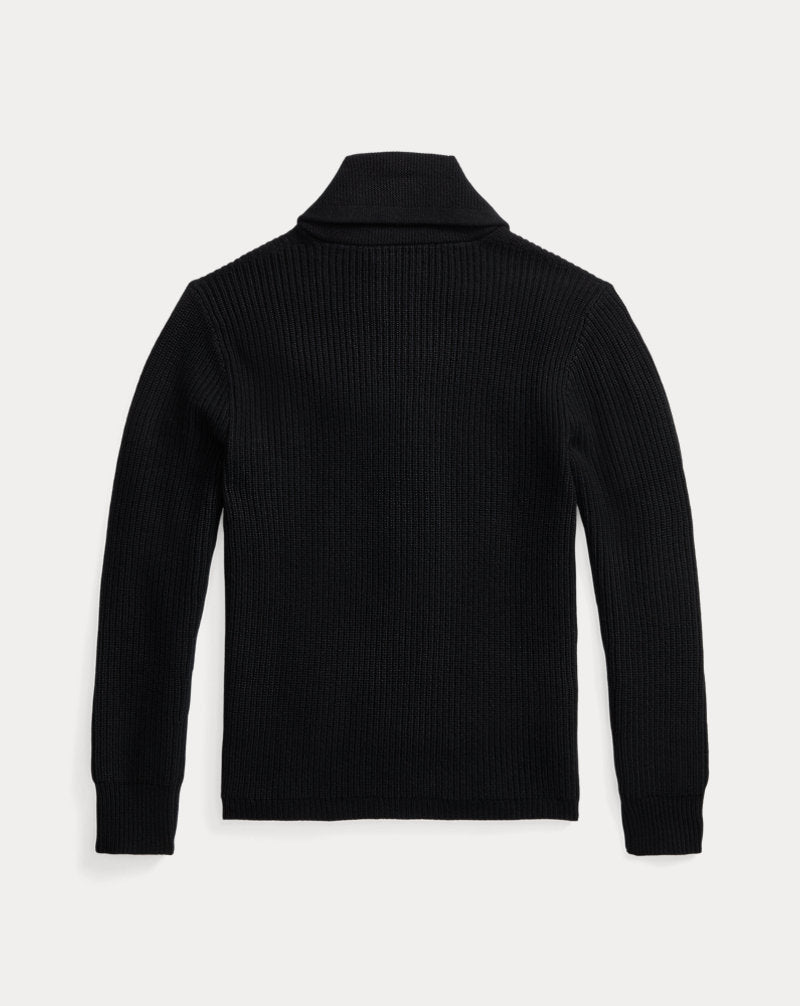 Cashmere Shawl-Collar Cardigan Black