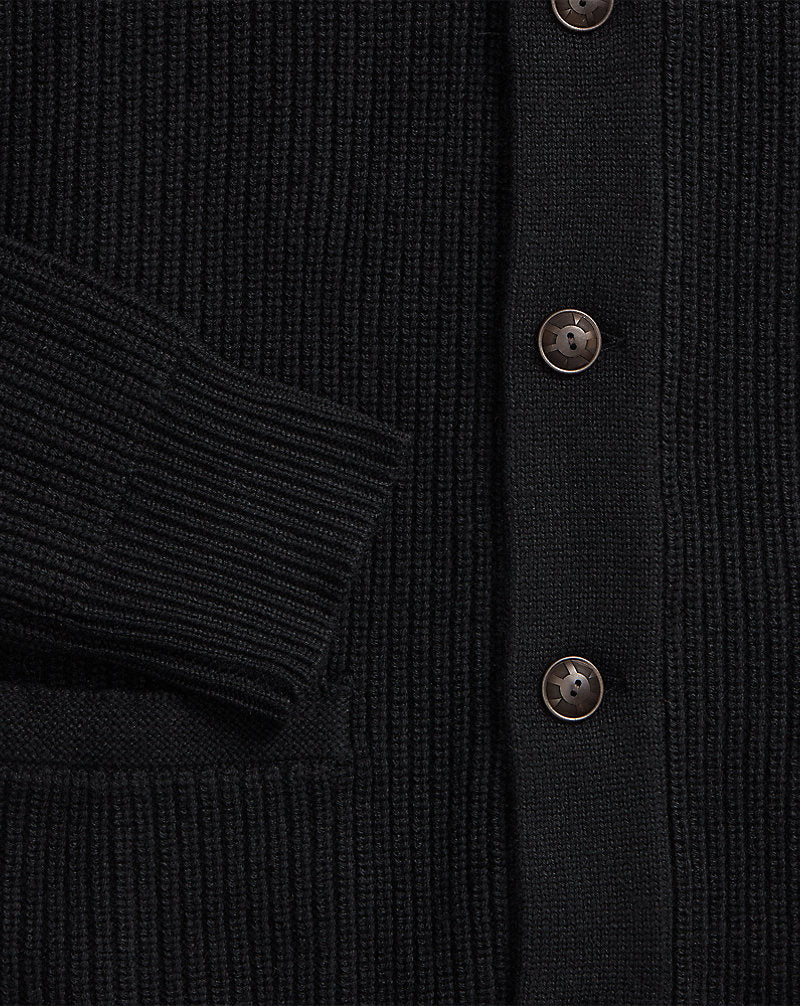 Cashmere Shawl-Collar Cardigan Black