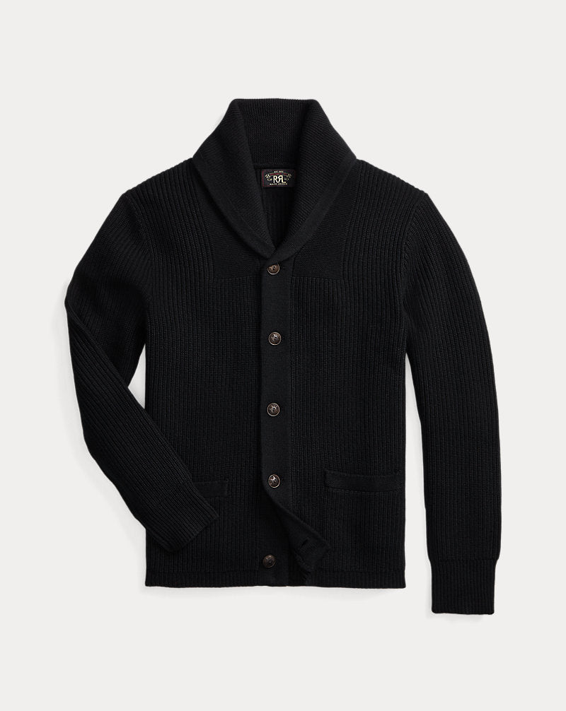 Cashmere Shawl-Collar Cardigan Black