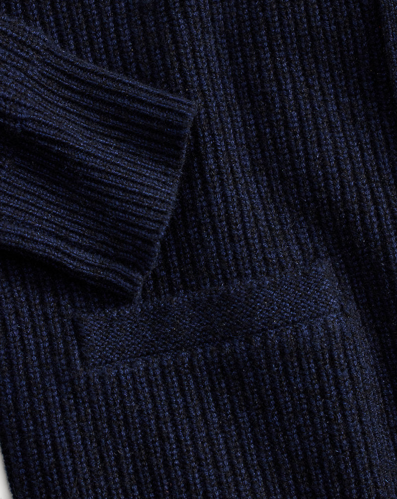 Cashmere Shawl-Collar Cardigan Navy Heather