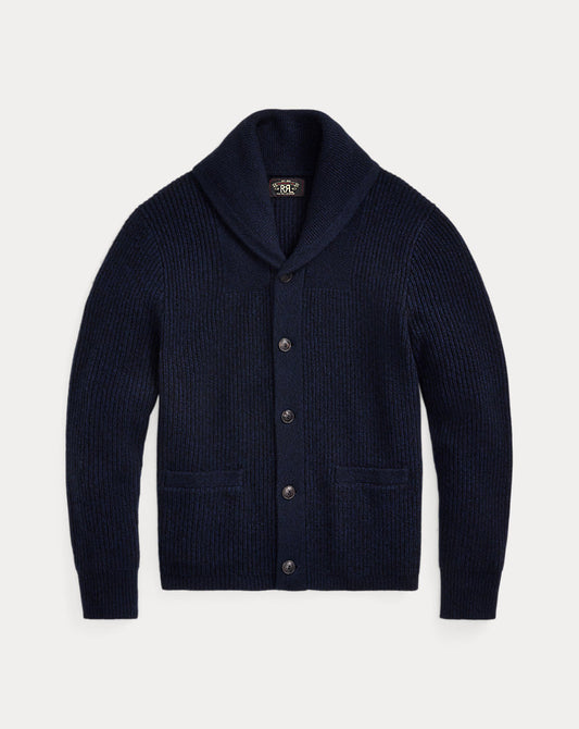 Cashmere Shawl-Collar Cardigan Navy Heather