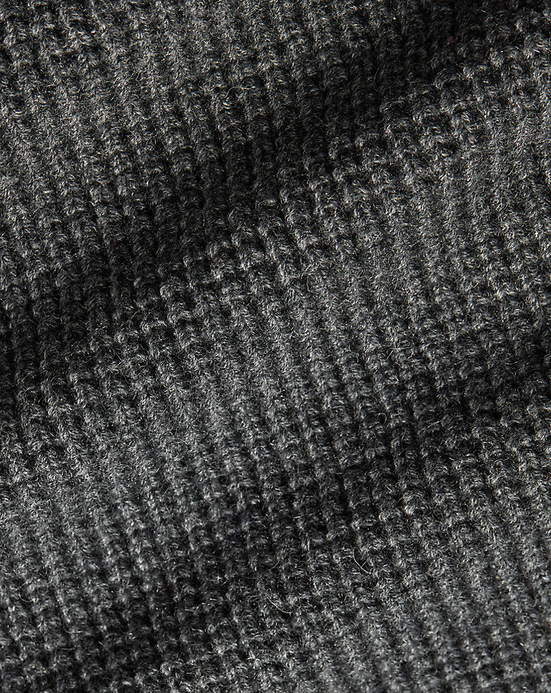 Waffle-Knit Cashmere Shawl Cardigan Dark Grey Heather