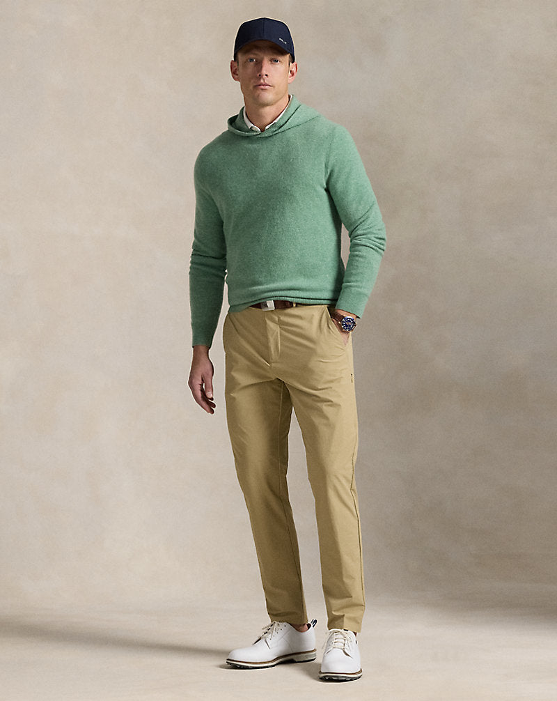 Washable Cashmere Hooded Jumper Field Olive Heather