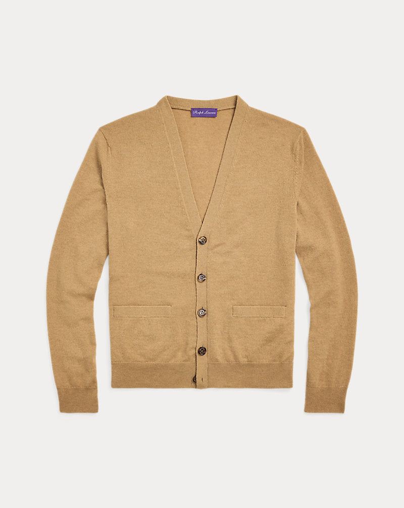 Cashmere V-Neck Cardigan Camel Melange