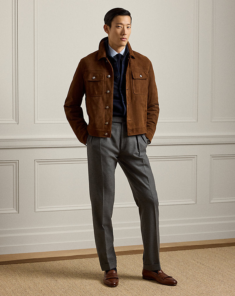 Plaid Wool-Blend Shirt Navy