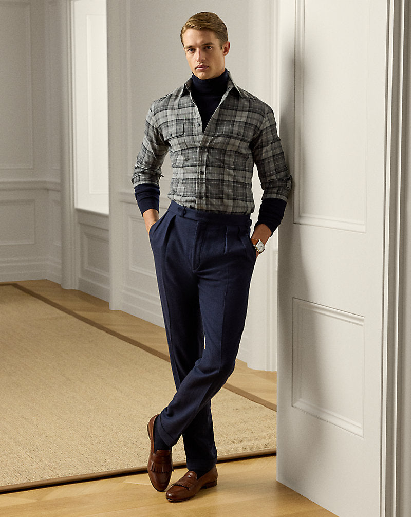 Plaid Twill Shirt Grey Melange