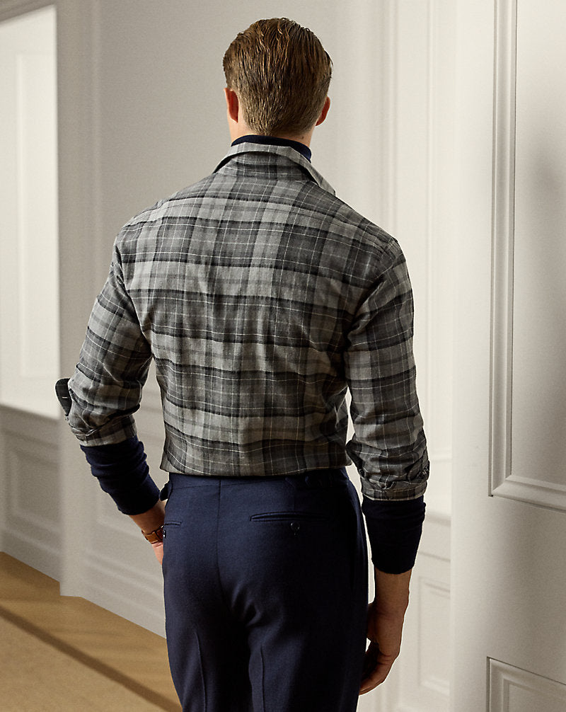 Plaid Twill Shirt Grey Melange