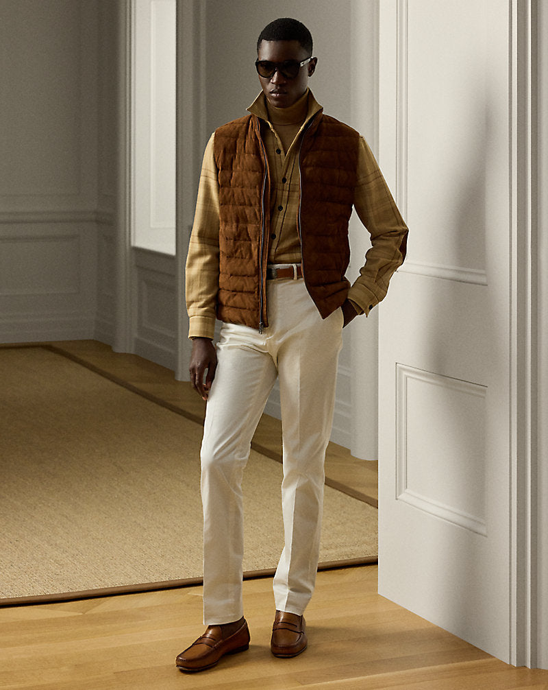 Hoffman Suede Down Waistcoat Chestnut Brown