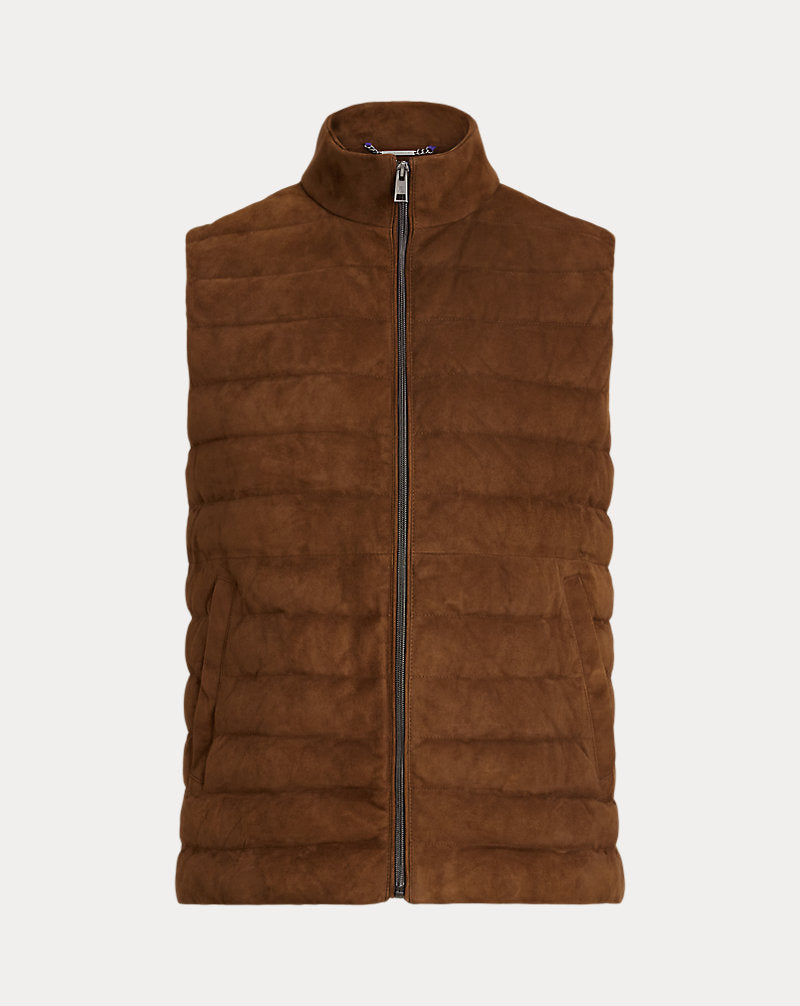 Hoffman Suede Down Waistcoat Chestnut Brown