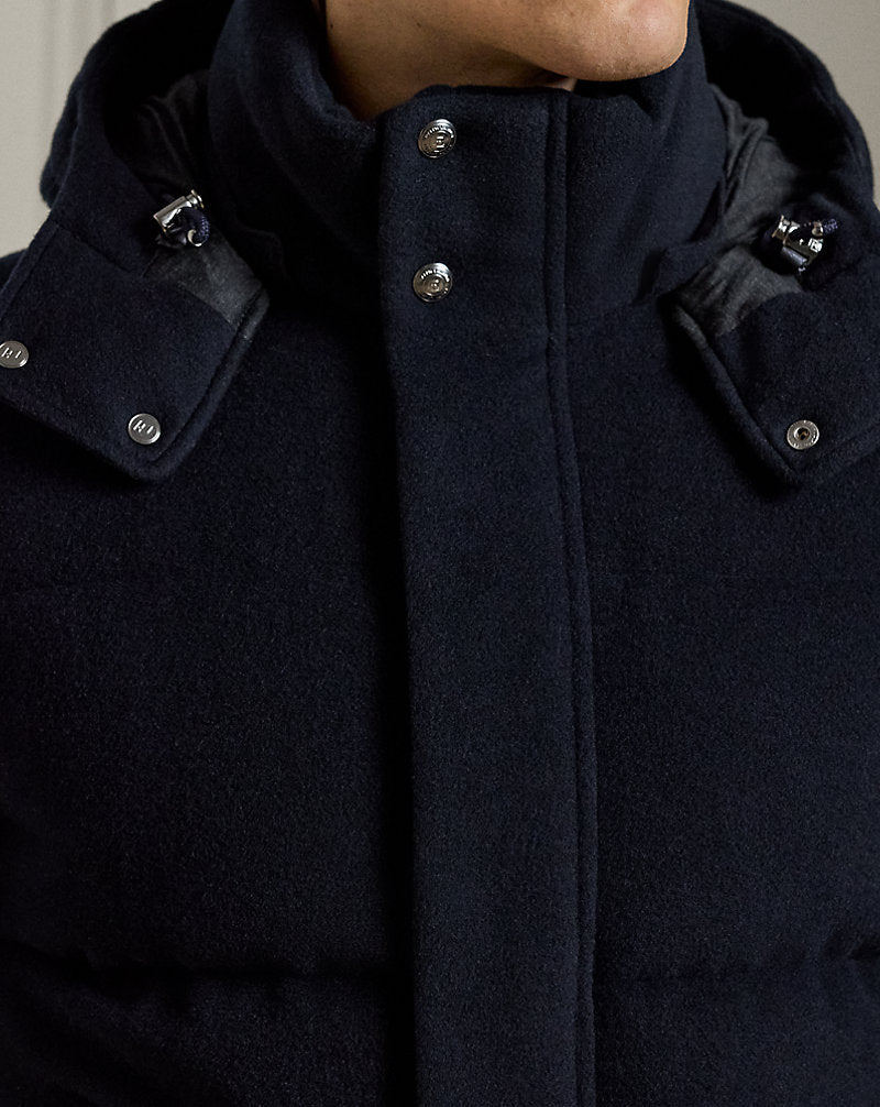Wool-Blend Down Hooded Jacket Classic Chairman Navy