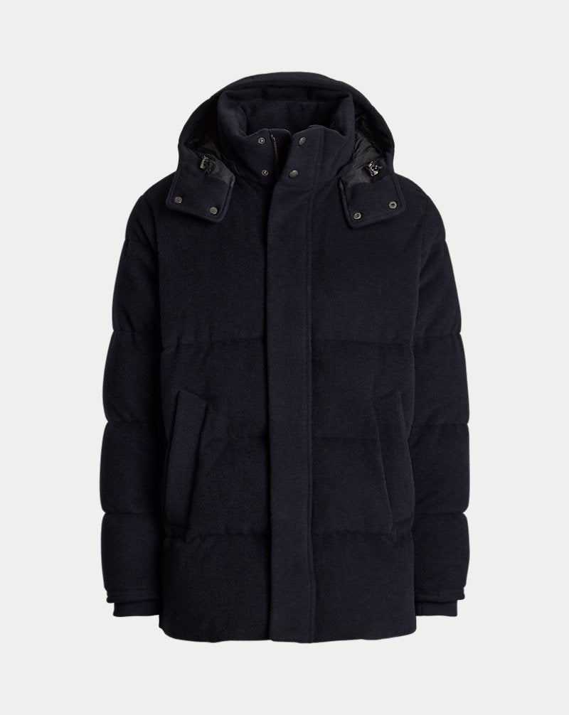 Wool-Blend Down Hooded Jacket Classic Chairman Navy