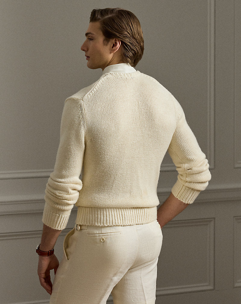 Cashmere-Silk-Linen Crewneck Jumper Limestone