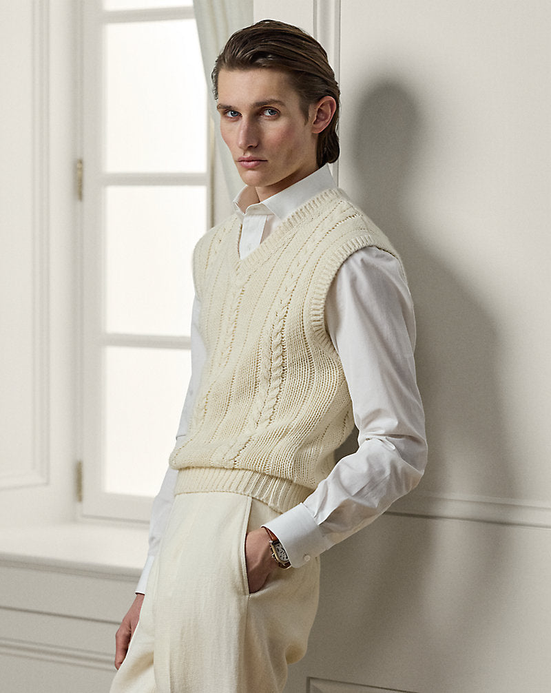 Cashmere-Silk-Linen Sleeveless Jumper Limestone