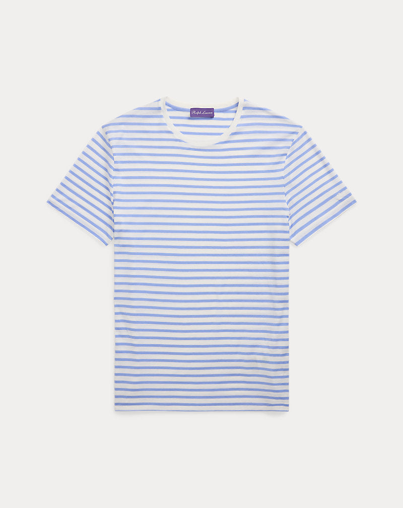 Striped Lisle Crewneck T-Shirt Deckwash White/ Cornflowe