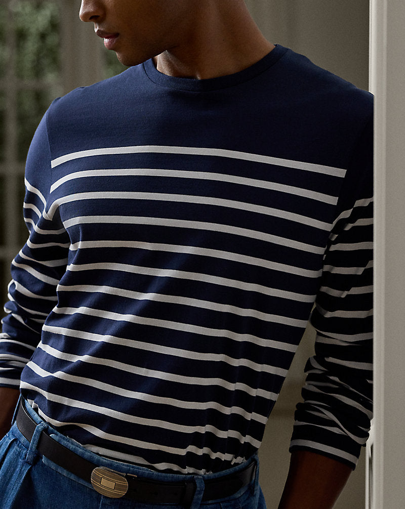 Striped Lisle Long-Sleeve T-Shirt Classic Chairman Navy/dck