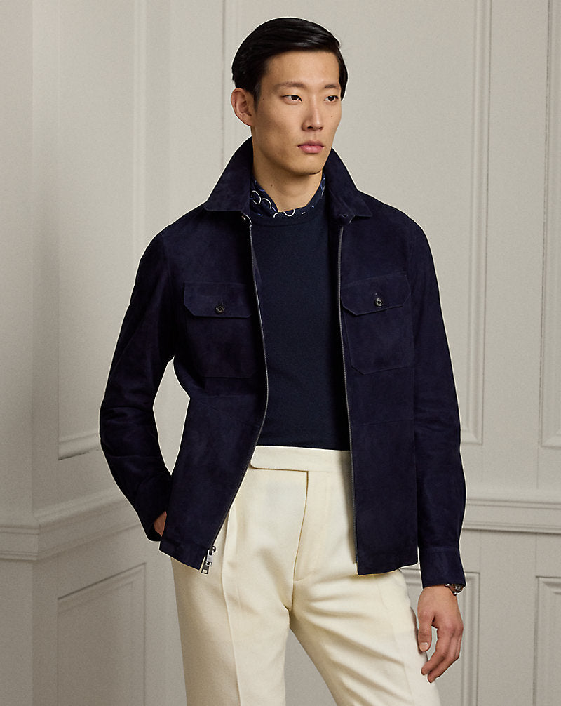 Suede Shirt Jacket Classic Chairman Navy