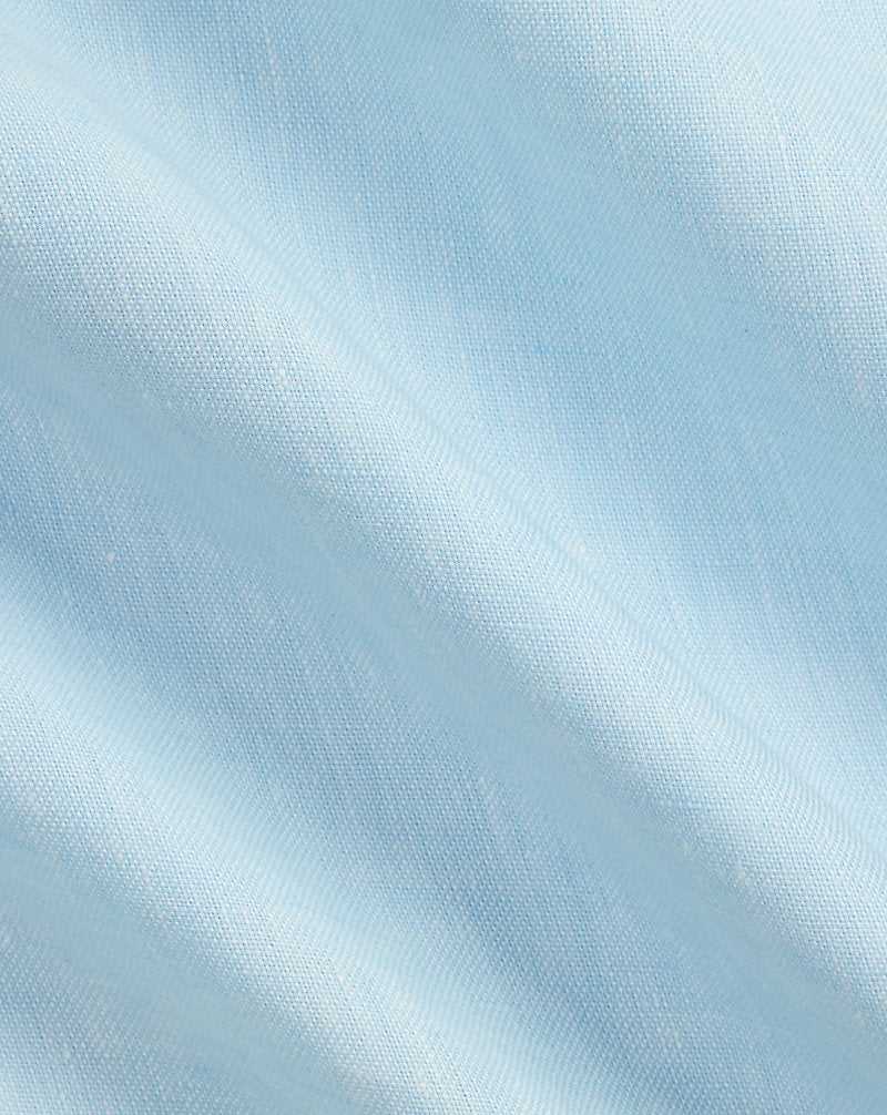 Basket-Weave Linen Shirt Chambray Blue