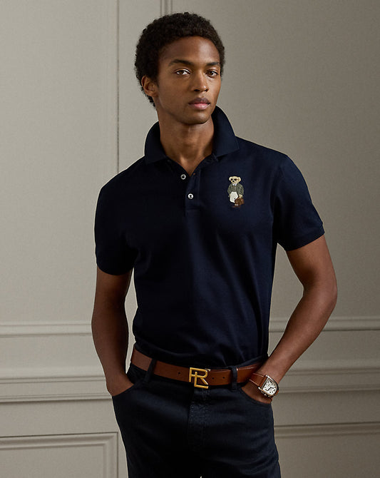 Custom Slim Polo Bear Piqu¨¦ Polo Shirt Classic Chairman Navy