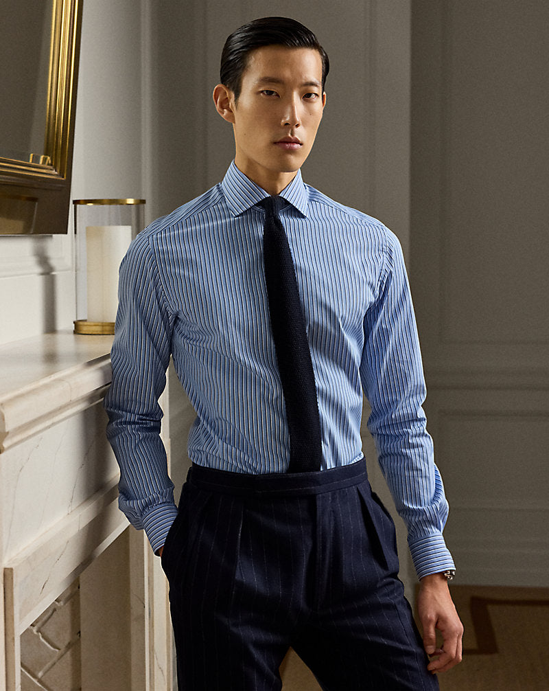 Striped Poplin Shirt Light Blue/Navy