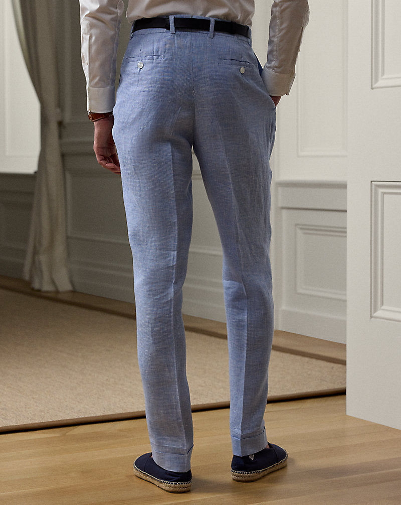 Glenn Hand-Tailored Houndstooth Trouser Cornflower Blue/white