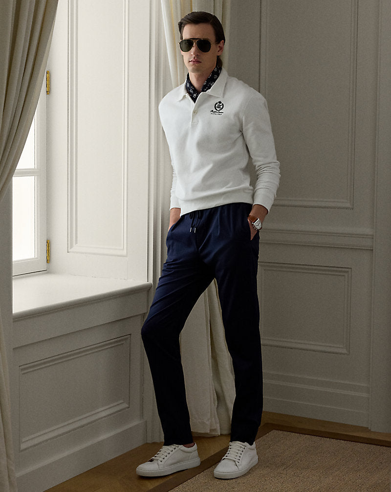 Hand-Tailored Stretch Satin Trouser Classic Chairman Navy